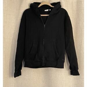 Aritzia TNA Cozy Fleece Snug Zip Hoodie Sweatshirt Black Size Large